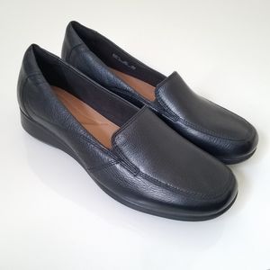 Clarks Collection Black Leather Slip On Loafers